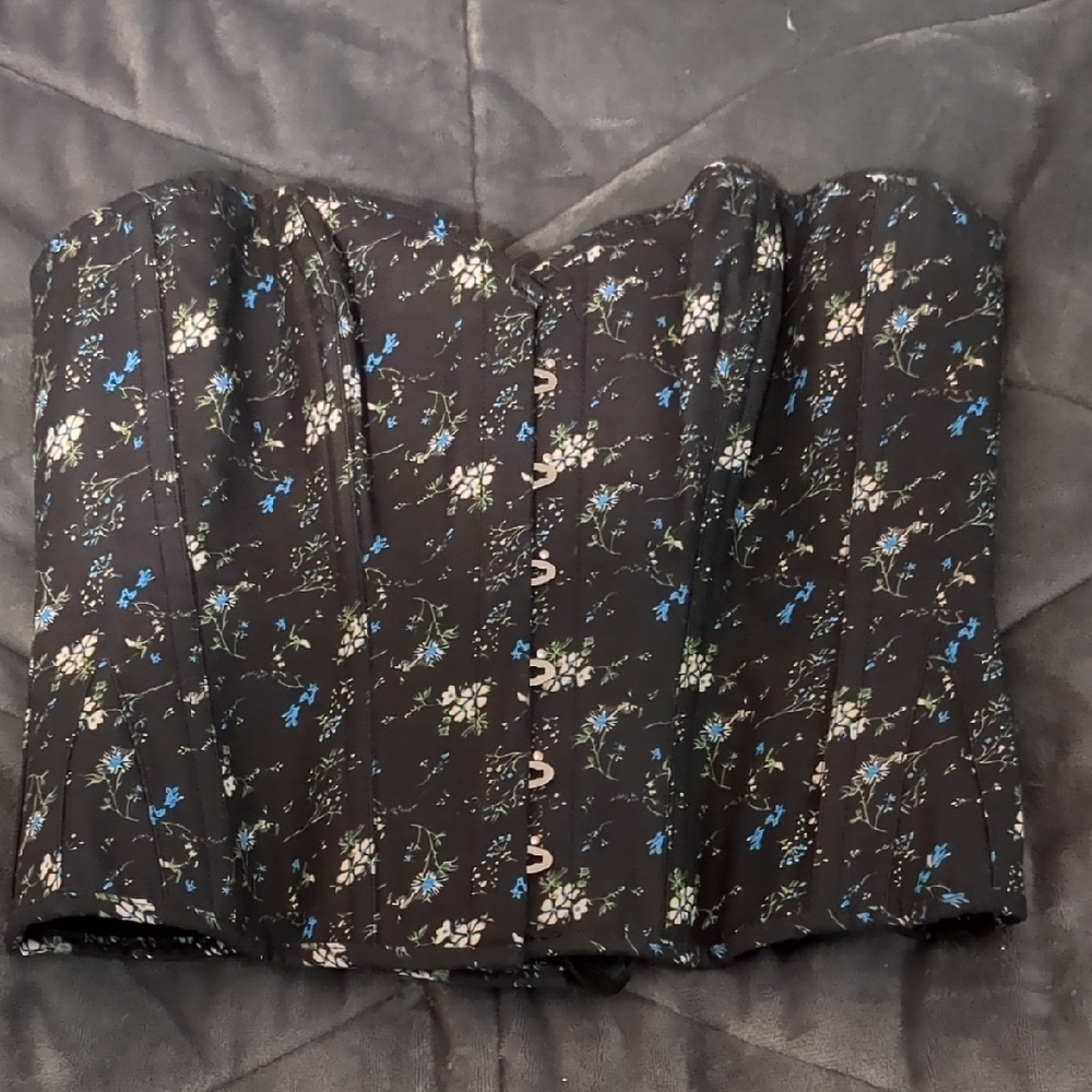 Floral Black Corset Top
